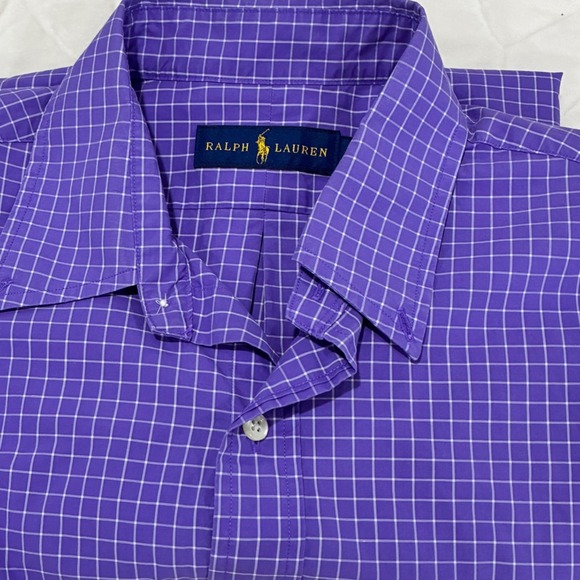 Ralph Lauren Purple Plaid Long Sleeve Button Down Shirt Mens Size M Career Wear - Picture 1 of 5